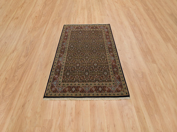 4'0" x 6'2" New Hand Knotted Black Wool Rectangle Oriental Rug - MOA10265122
