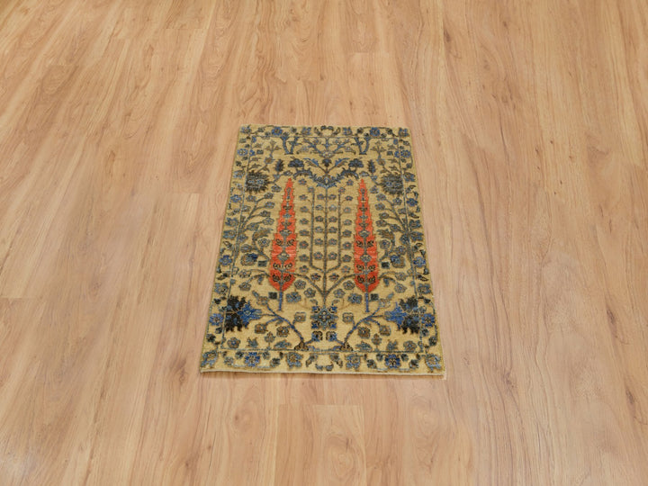 2'1" x 3'1" New Hand Knotted Brown Wool & Silk Rectangle Oriental Rug - MOA10265133