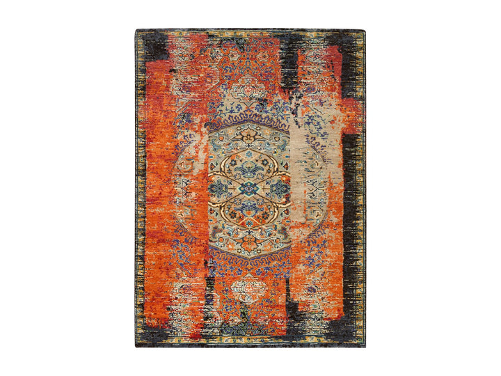4'3" x 6'1" New Hand Knotted Red Wool Rectangle Oriental Rug - MOA10265145