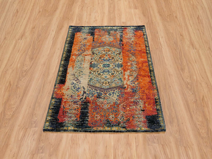 4'3" x 6'1" New Hand Knotted Red Wool Rectangle Oriental Rug - MOA10265145