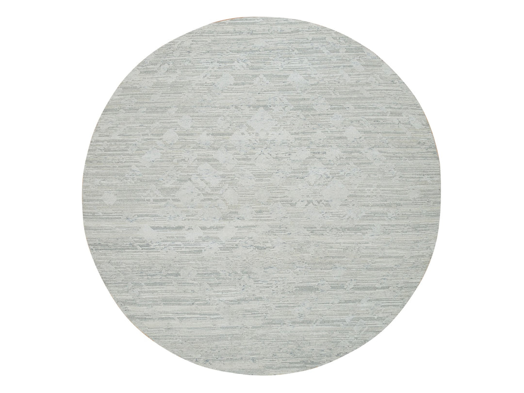 8'0" x 8'0" New Hand Knotted Ivory Wool Round Oriental Rug - MOA10265148