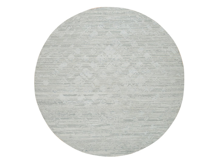 8'0" x 8'0" New Hand Knotted Grey Wool Round Oriental Rug - MOA10265148
