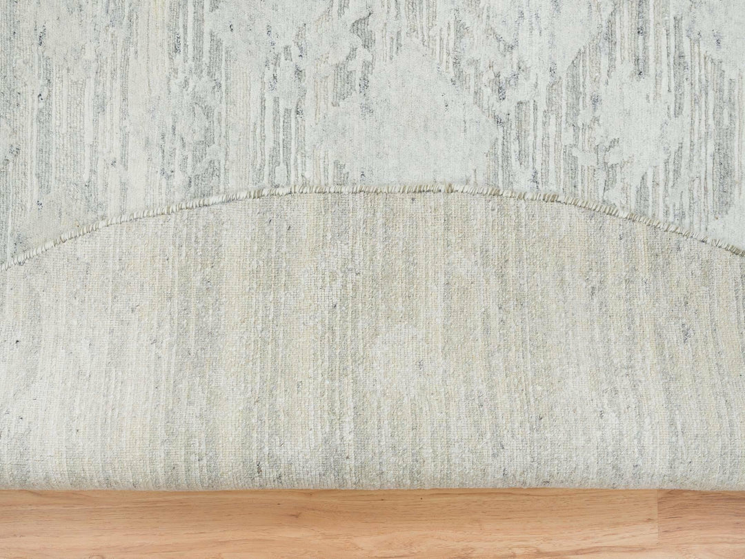 8'0" x 8'0" New Hand Knotted Grey Wool Round Oriental Rug - MOA10265148