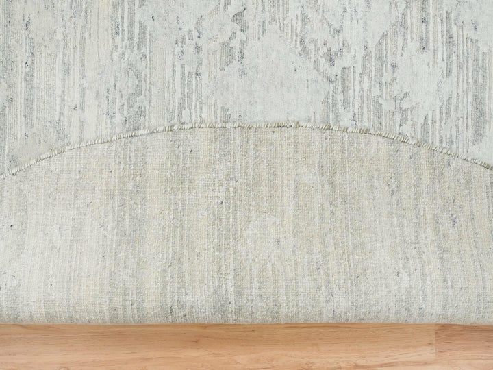 8'0" x 8'0" New Hand Knotted Grey Wool Round Oriental Rug - MOA10265148