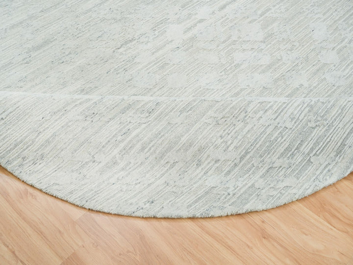 8'0" x 8'0" New Hand Knotted Ivory Wool Round Oriental Rug - MOA10265148