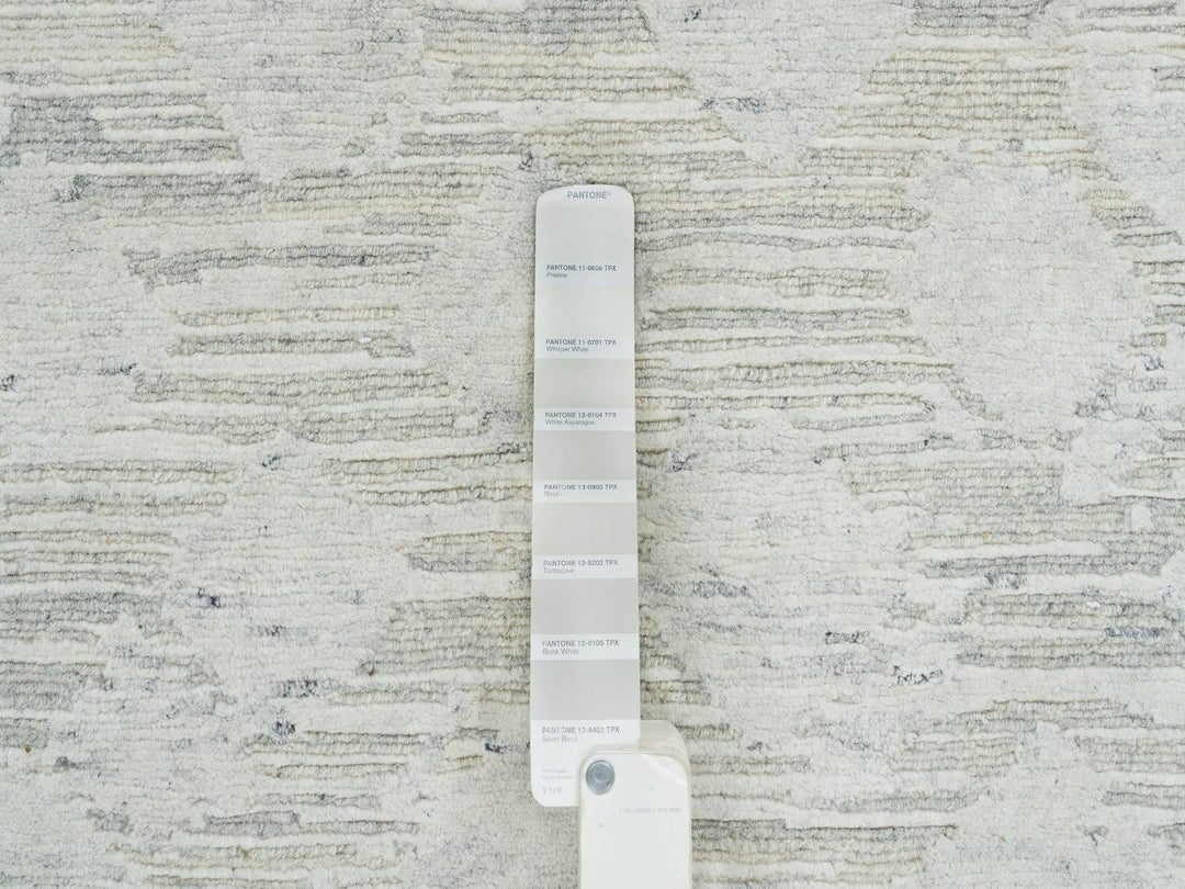 8'0" x 8'0" New Hand Knotted Grey Wool Round Oriental Rug - MOA10265148