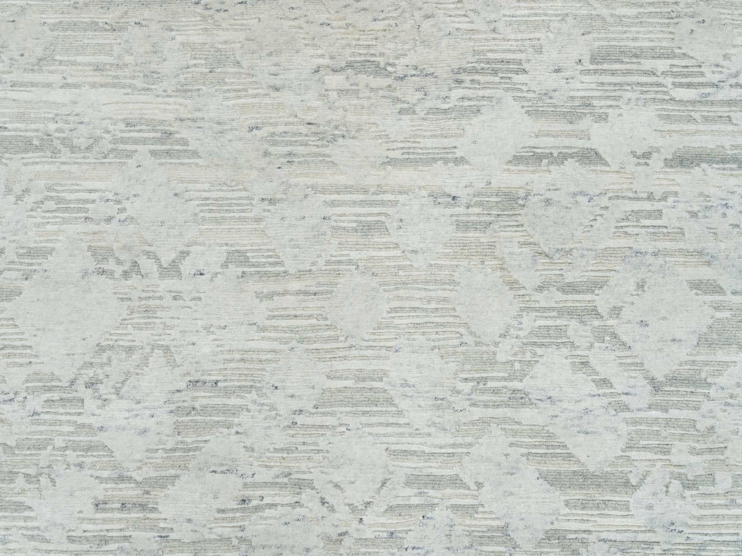 8'0" x 8'0" New Hand Knotted Grey Wool Round Oriental Rug - MOA10265148