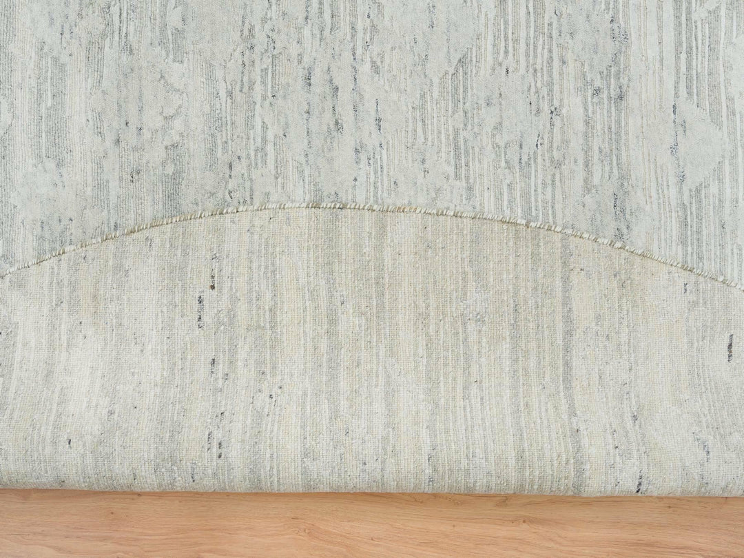 9'0" x 9'0" New Hand Knotted Grey Wool Round Oriental Rug - MOA10265149