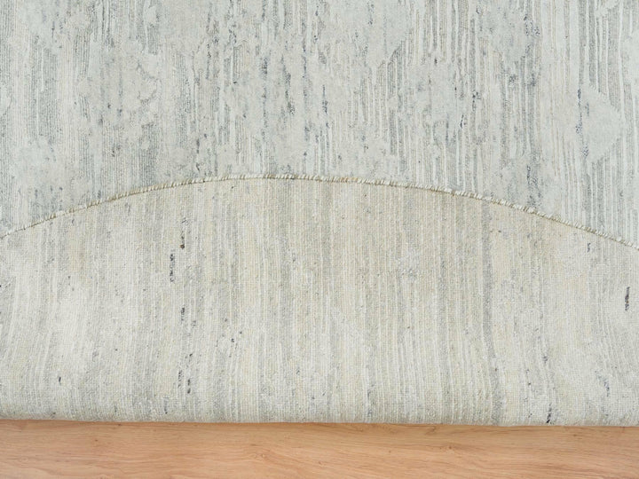 9'0" x 9'0" New Hand Knotted Grey Wool Round Oriental Rug - MOA10265149