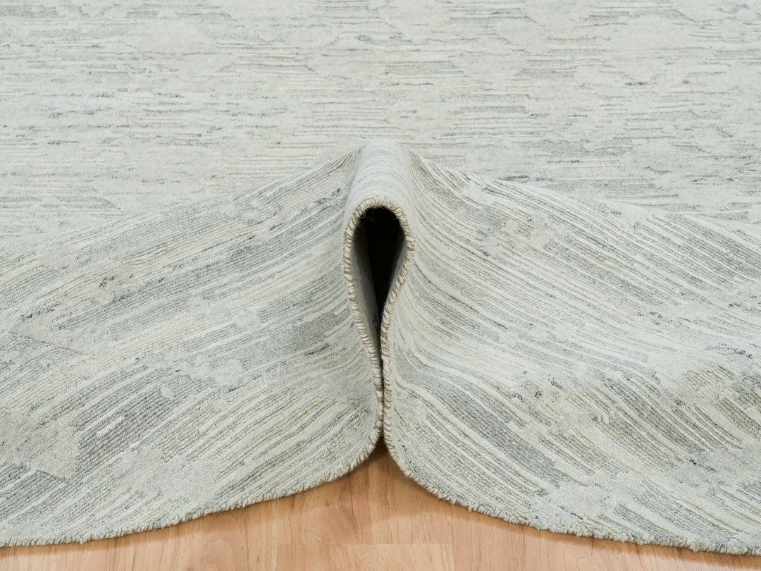 9'0" x 9'0" New Hand Knotted Grey Wool Round Oriental Rug - MOA10265149