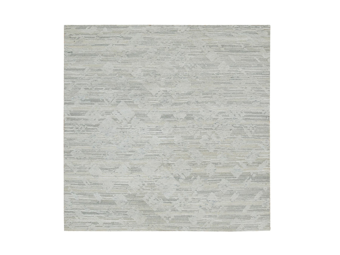 6'1" x 6'2" New Hand Knotted Grey Wool Square Oriental Rug - MOA10265156
