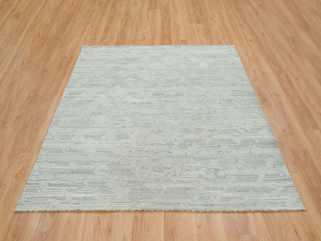 6'1" x 6'2" New Hand Knotted Grey Wool Square Oriental Rug - MOA10265156