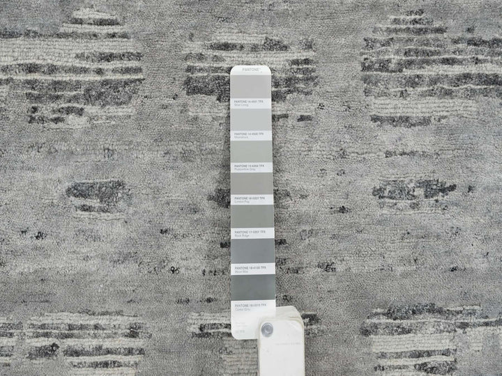 2'6" x 25'9" New Hand Knotted Grey Wool Runner Oriental Rug - MOA10265157