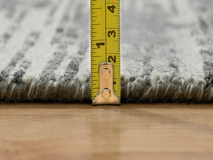 2'6" x 25'9" New Hand Knotted Grey Wool Runner Oriental Rug - MOA10265157