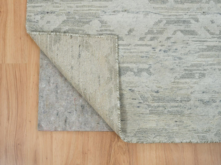 2'6" x 18'2" New Hand Knotted Grey Wool Runner Oriental Rug - MOA10265158