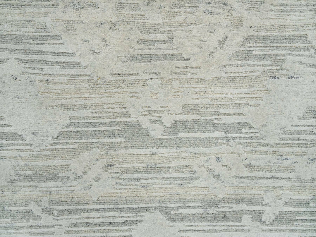 2'6" x 18'2" New Hand Knotted Grey Wool Runner Oriental Rug - MOA10265158