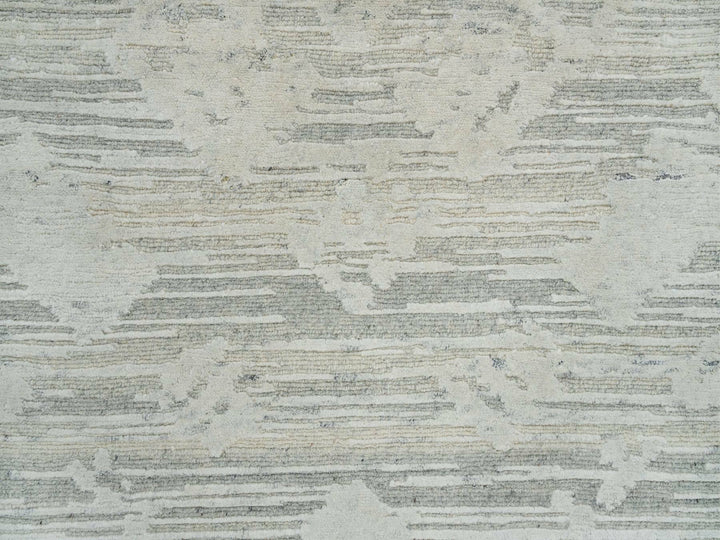 2'6" x 18'2" New Hand Knotted Grey Wool Runner Oriental Rug - MOA10265158