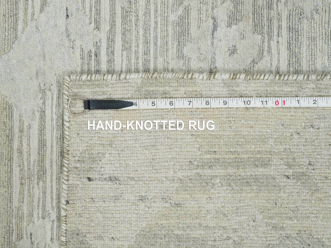 2'6" x 18'2" New Hand Knotted Grey Wool Runner Oriental Rug - MOA10265158