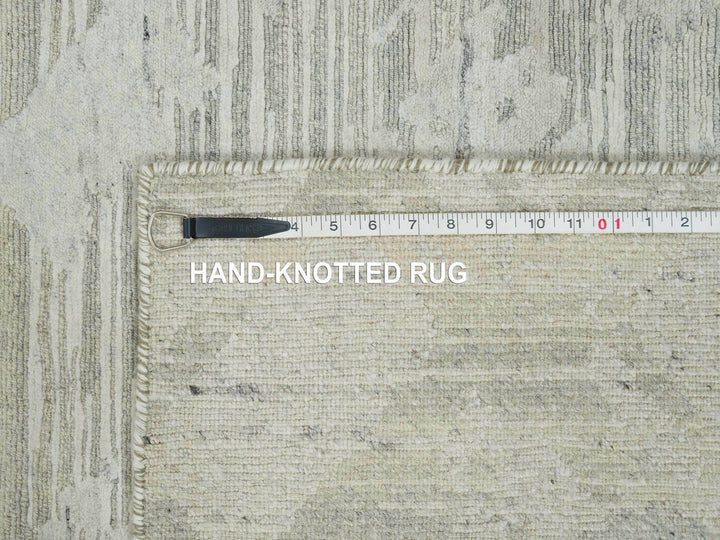 2'6" x 18'2" New Hand Knotted Grey Wool Runner Oriental Rug - MOA10265158