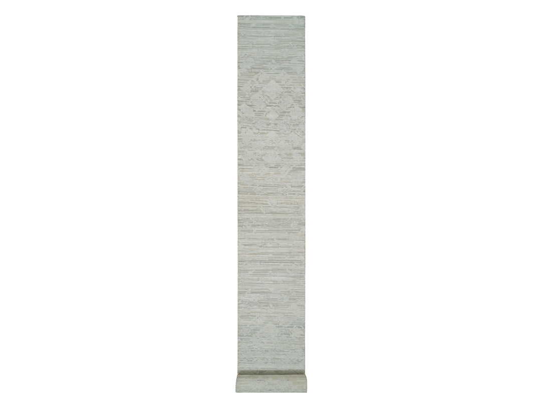2'6" x 25'10" New Hand Knotted Grey Wool Runner Oriental Rug - MOA10265159