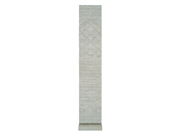 2'6" x 25'10" New Hand Knotted Grey Wool Runner Oriental Rug - MOA10265159