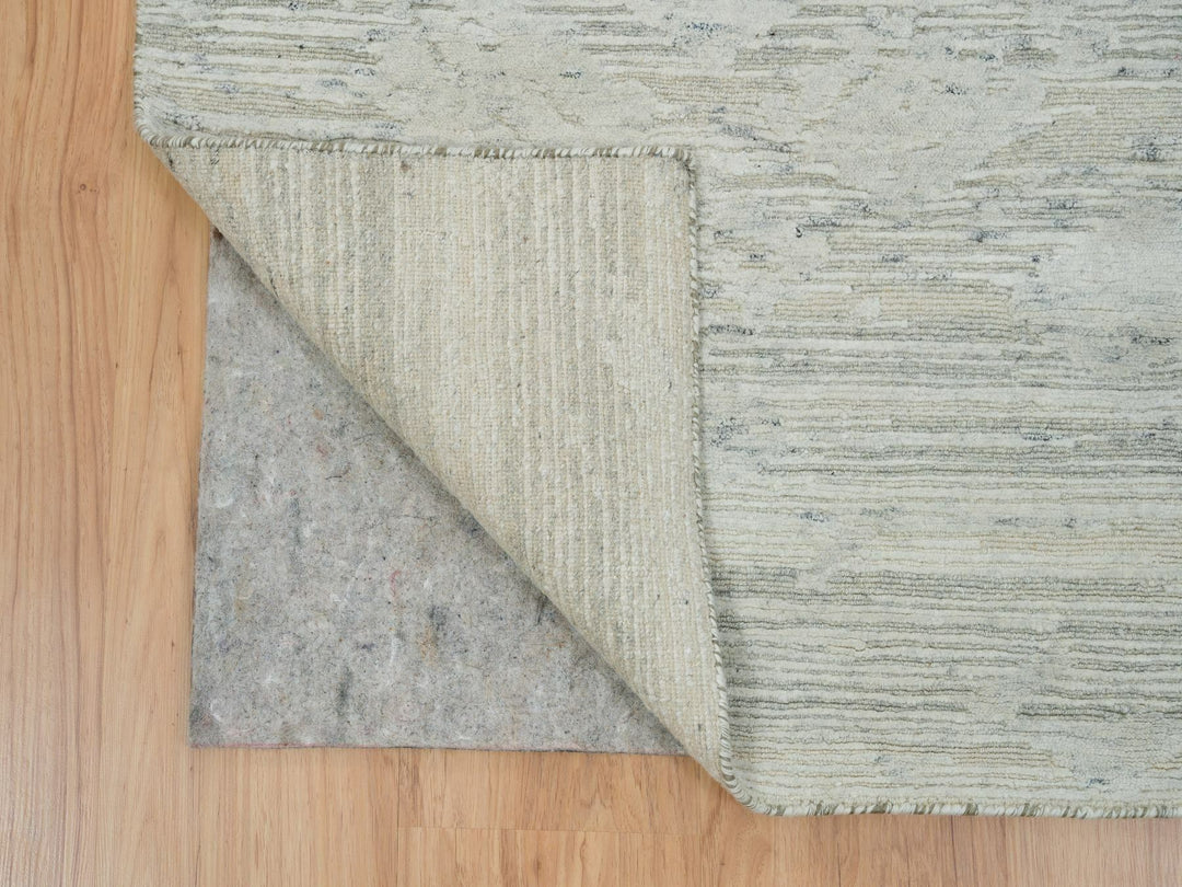 2'6" x 25'10" New Hand Knotted Grey Wool Runner Oriental Rug - MOA10265159