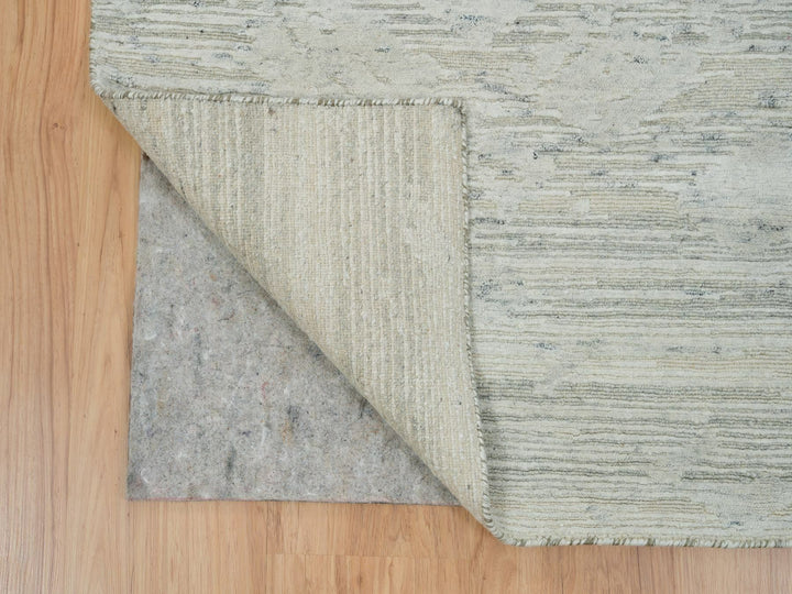 2'6" x 25'10" New Hand Knotted Grey Wool Runner Oriental Rug - MOA10265159