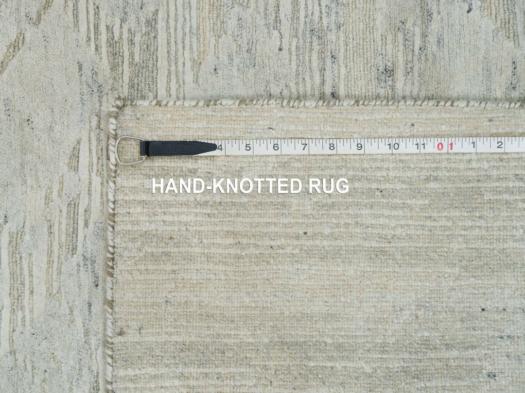 2'6" x 25'10" New Hand Knotted Grey Wool Runner Oriental Rug - MOA10265159