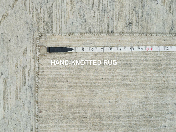 2'6" x 25'10" New Hand Knotted Grey Wool Runner Oriental Rug - MOA10265159