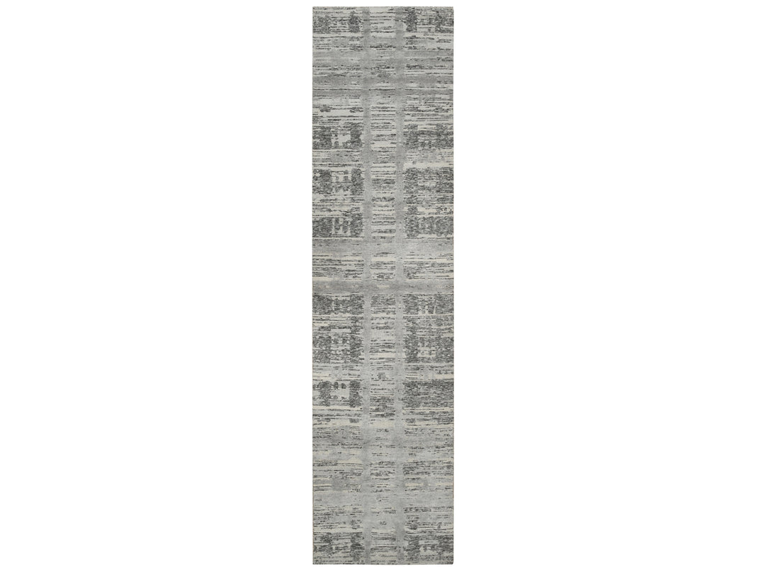 2'6" x 10'0" New Hand Knotted Grey Wool Runner Oriental Rug - MOA10265166