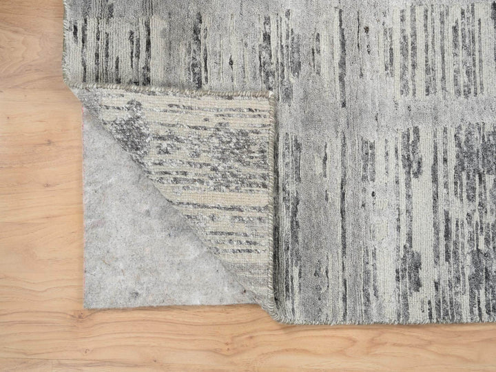2'6" x 10'0" New Hand Knotted Grey Wool Runner Oriental Rug - MOA10265166