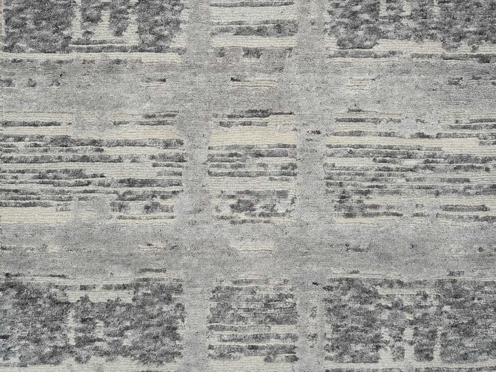 2'6" x 10'0" New Hand Knotted Grey Wool Runner Oriental Rug - MOA10265166