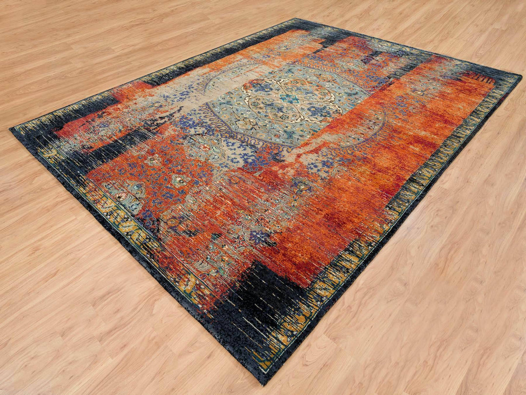 9'2" x 12'1" New Hand Knotted Red Wool Rectangle Oriental Rug - MOA10265170