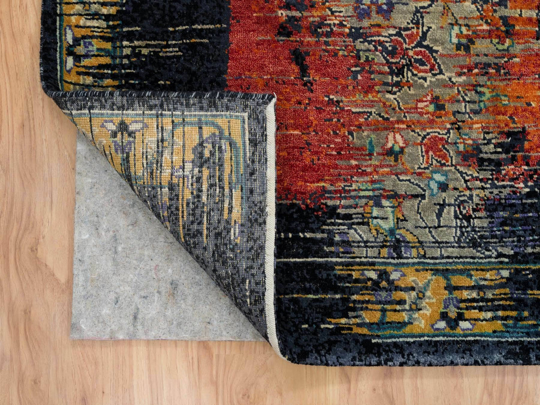 9'2" x 12'1" New Hand Knotted Orange Wool Rectangle Oriental Rug - MOA10265170