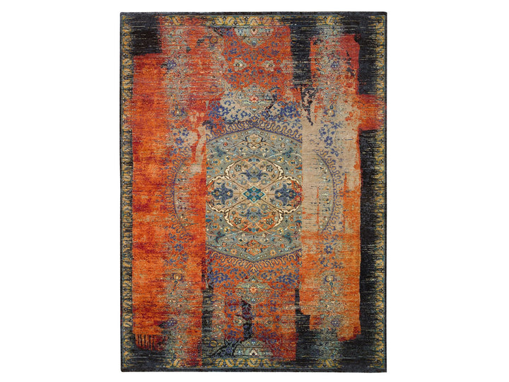 9'0" x 12'1" New Hand Knotted Red Wool Rectangle Oriental Rug - MOA10265171