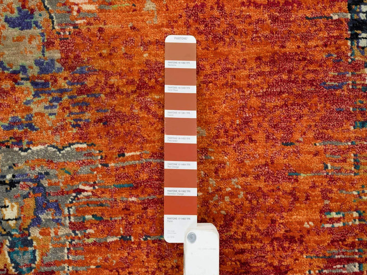 9'0" x 12'1" New Hand Knotted Orange Wool Rectangle Oriental Rug - MOA10265171