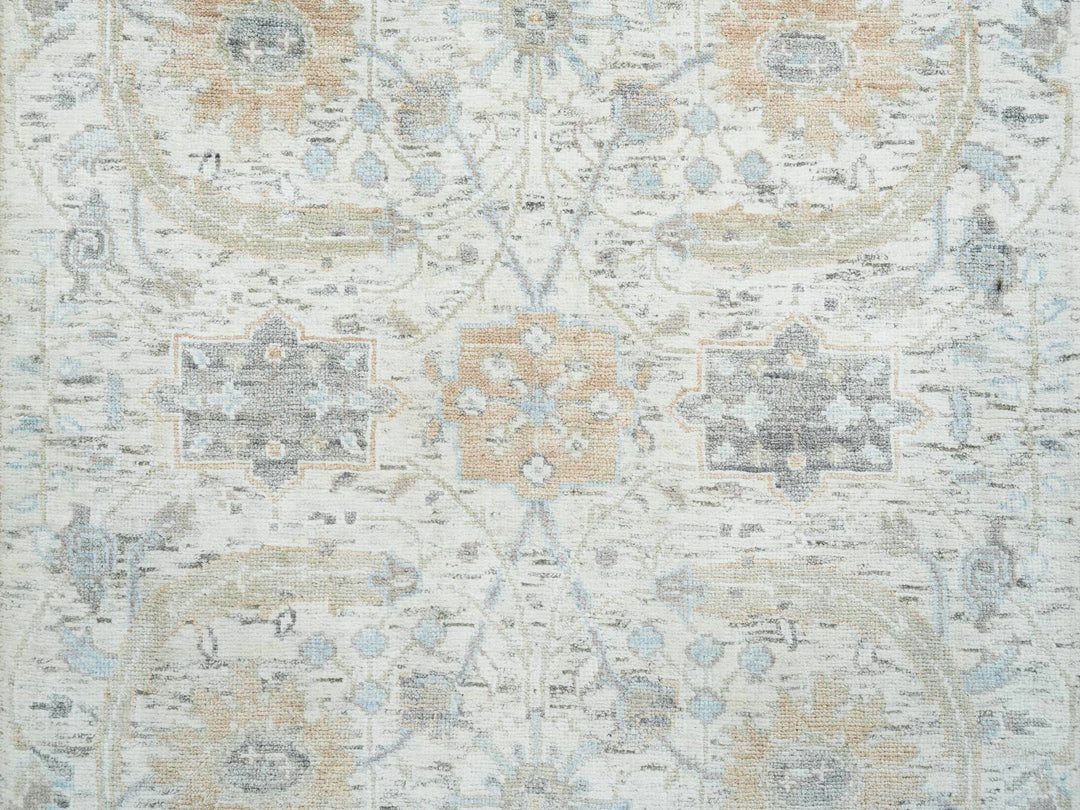 2'6" x 14'2" New Hand Knotted Ivory Wool & Silk Runner Oriental Rug - MOA10265174