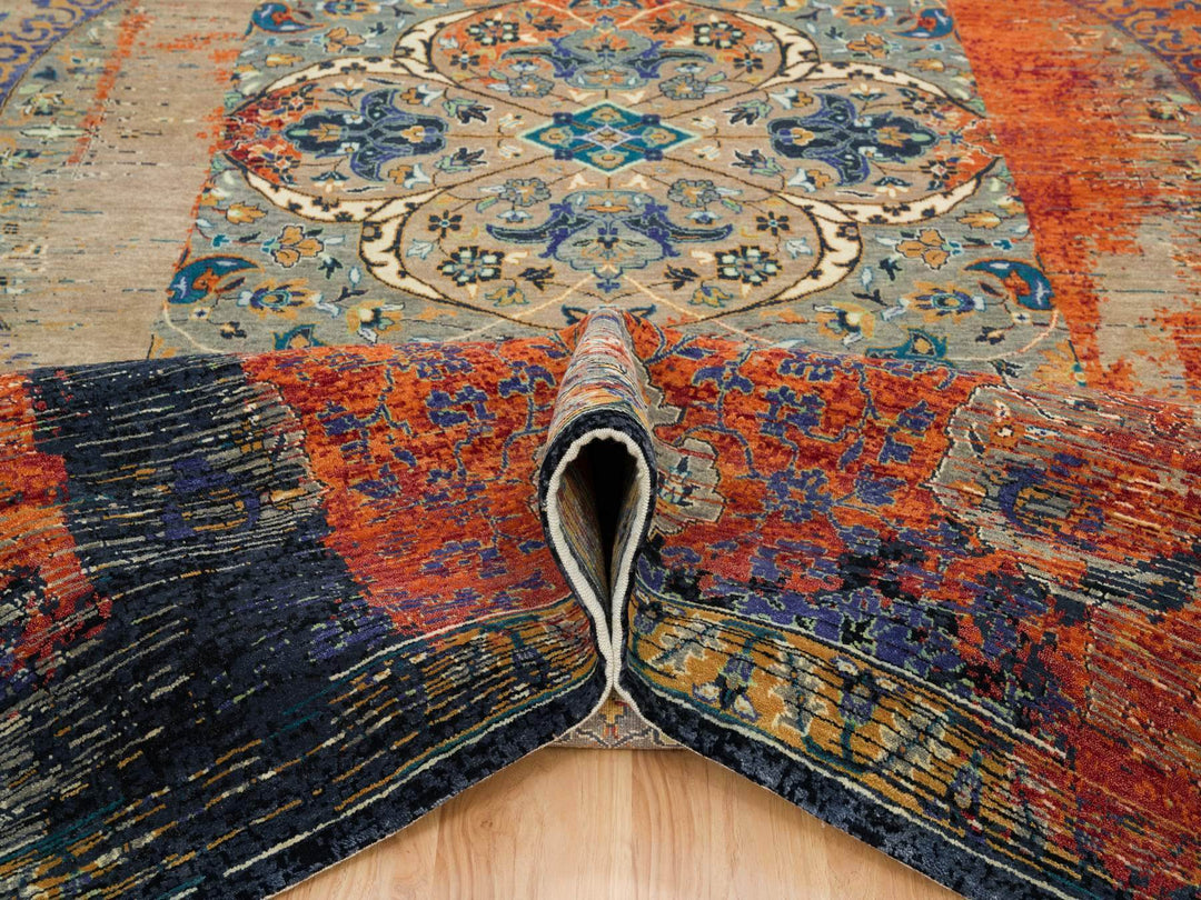 12'0" x 15'1" New Hand Knotted Red Wool Rectangle Oriental Rug - MOA10265176