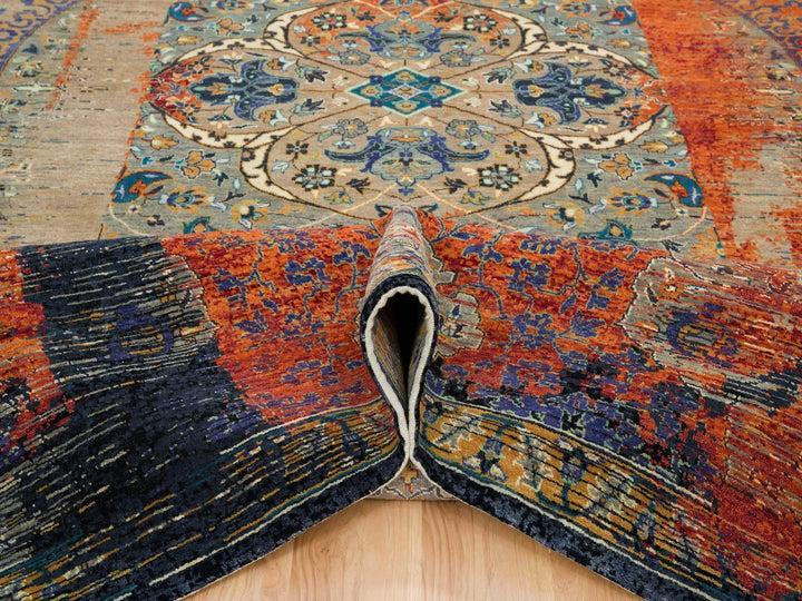 12'0" x 15'1" New Hand Knotted Red Wool Rectangle Oriental Rug - MOA10265176