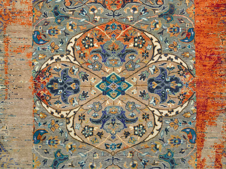 12'0" x 15'1" New Hand Knotted Orange Wool Rectangle Oriental Rug - MOA10265176