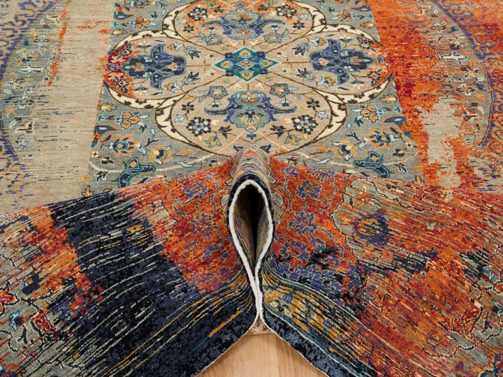 10'2" x 14'3" New Hand Knotted Orange Wool Rectangle Oriental Rug - MOA10265177