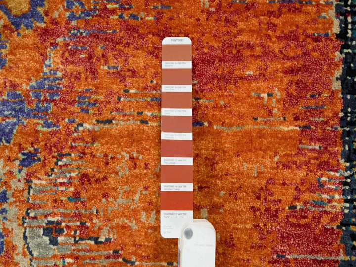 10'2" x 14'3" New Hand Knotted Orange Wool Rectangle Oriental Rug - MOA10265177