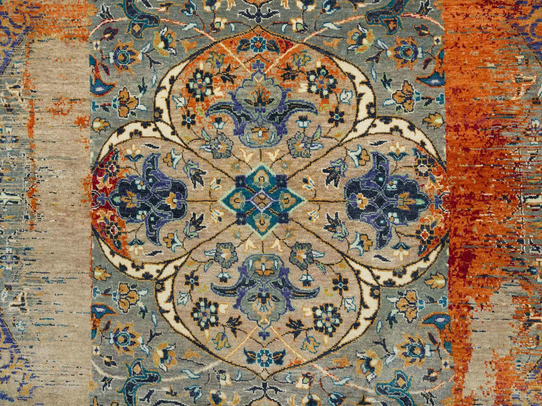 10'2" x 14'3" New Hand Knotted Orange Wool Rectangle Oriental Rug - MOA10265177