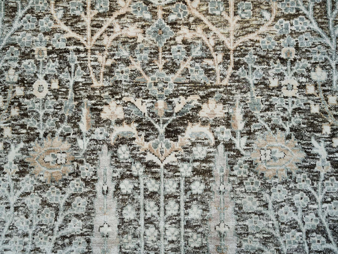 3'0" x 5'0" New Hand Knotted Black Wool & Silk Rectangle Oriental Rug - MOA10265181