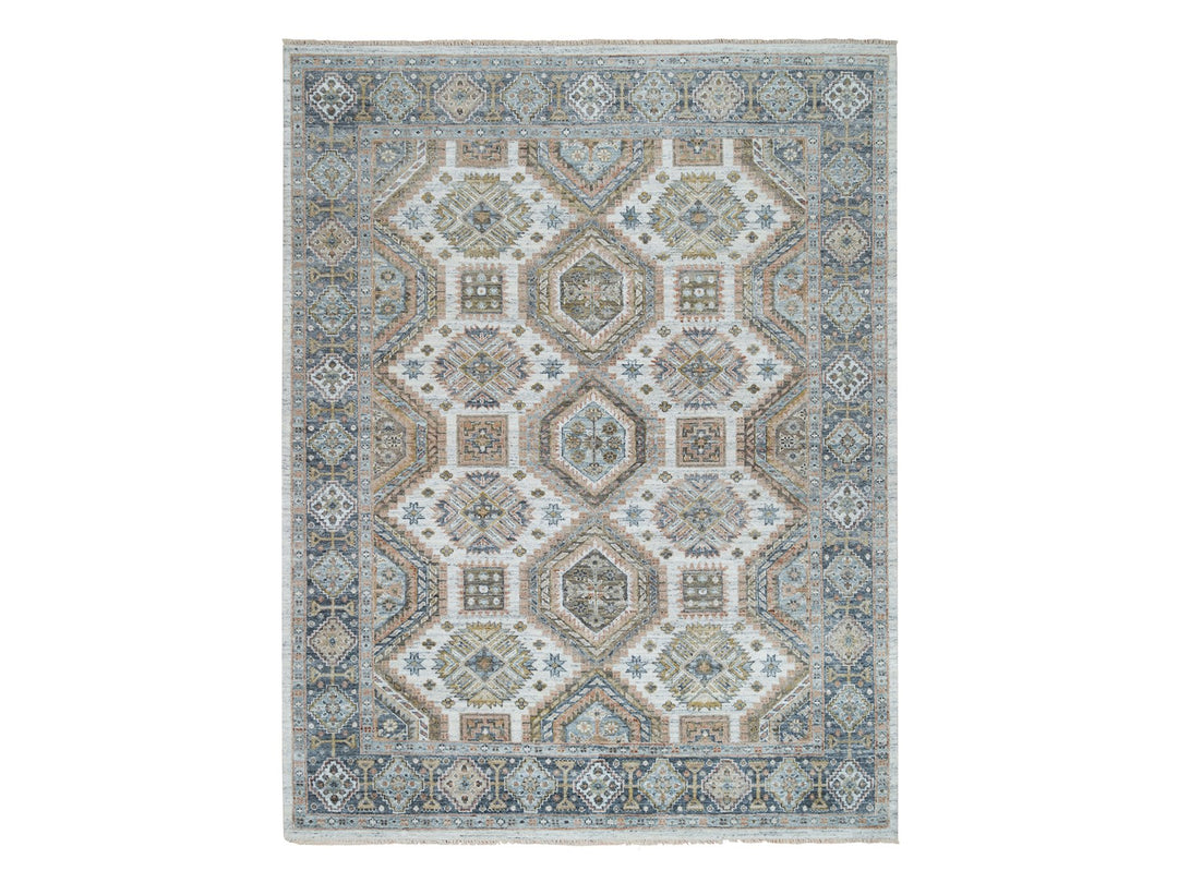 7'10" x 10'0" New Hand Knotted Ivory Wool Rectangle Oriental Rug - MOA10265185