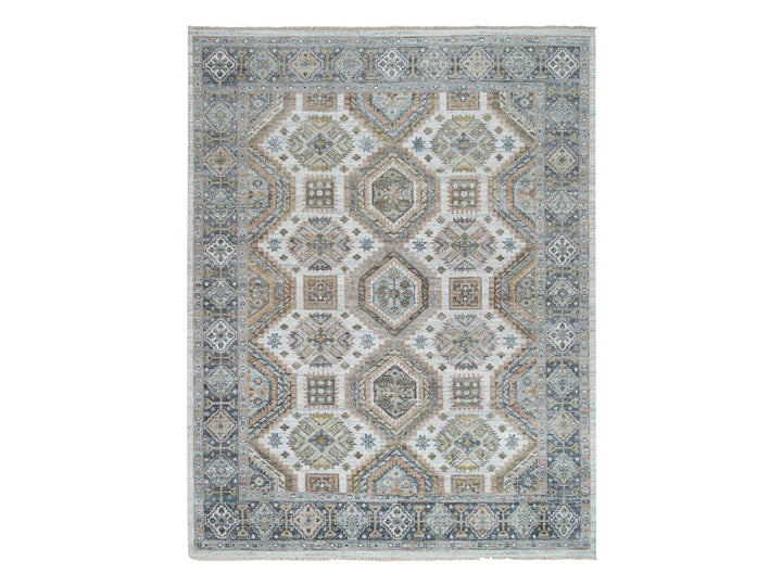 7'10" x 10'0" New Hand Knotted Ivory Wool Rectangle Oriental Rug - MOA10265185
