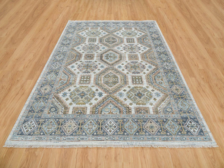7'10" x 10'0" New Hand Knotted Ivory Wool Rectangle Oriental Rug - MOA10265185
