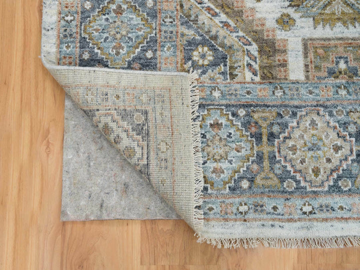 7'10" x 10'0" New Hand Knotted Ivory Wool Rectangle Oriental Rug - MOA10265185