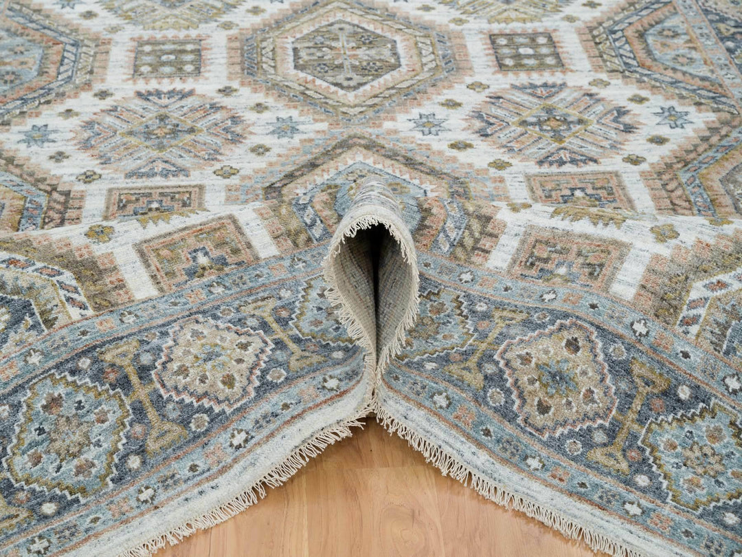 7'10" x 10'0" New Hand Knotted Ivory Wool Rectangle Oriental Rug - MOA10265185