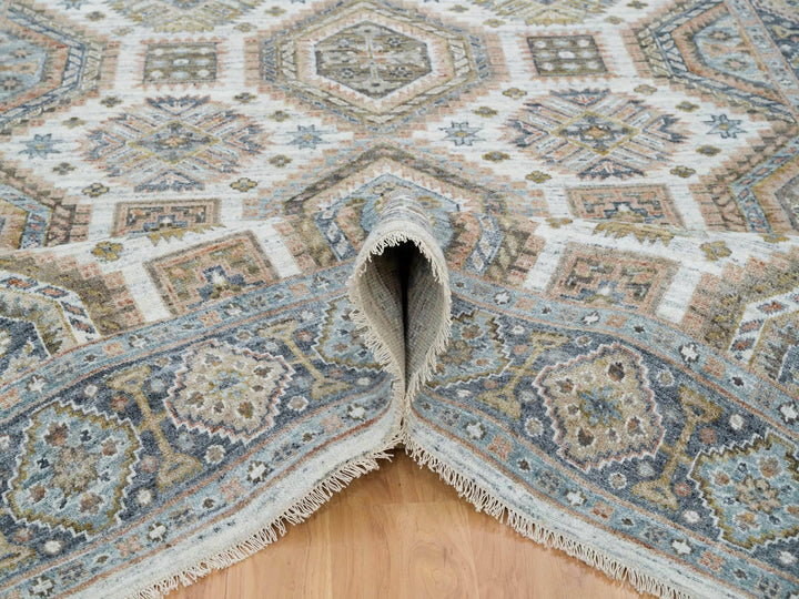 7'10" x 10'0" New Hand Knotted Ivory Wool Rectangle Oriental Rug - MOA10265185
